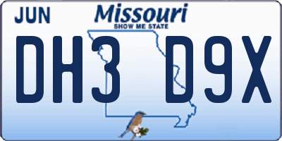 MO license plate DH3D9X