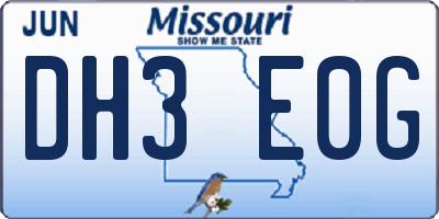 MO license plate DH3E0G