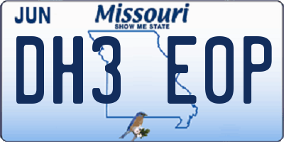 MO license plate DH3E0P