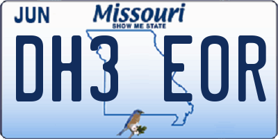 MO license plate DH3E0R