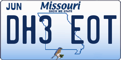 MO license plate DH3E0T