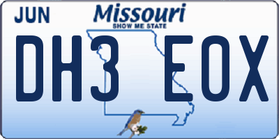 MO license plate DH3E0X