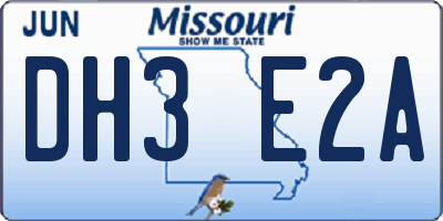 MO license plate DH3E2A