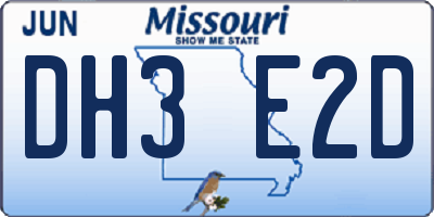 MO license plate DH3E2D