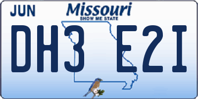 MO license plate DH3E2I