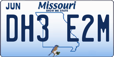 MO license plate DH3E2M