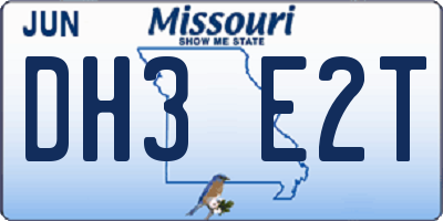 MO license plate DH3E2T
