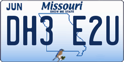MO license plate DH3E2U