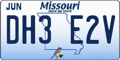 MO license plate DH3E2V