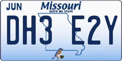 MO license plate DH3E2Y