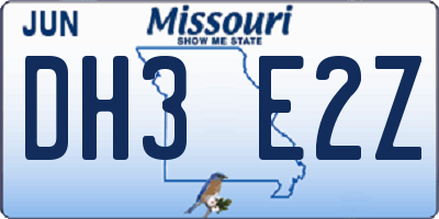 MO license plate DH3E2Z