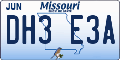 MO license plate DH3E3A