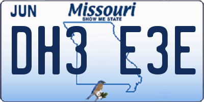 MO license plate DH3E3E