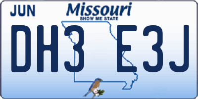 MO license plate DH3E3J