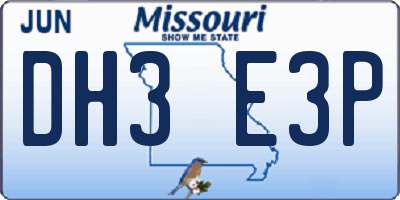 MO license plate DH3E3P