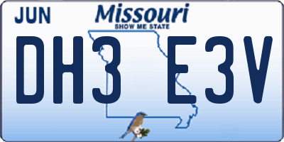 MO license plate DH3E3V