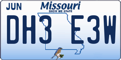 MO license plate DH3E3W