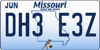 MO license plate DH3E3Z