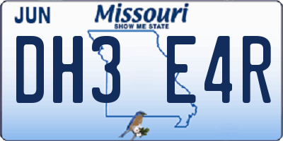 MO license plate DH3E4R