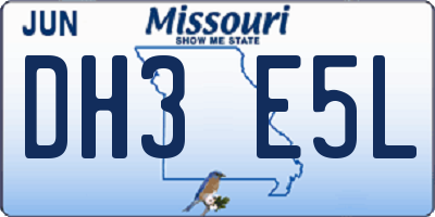 MO license plate DH3E5L