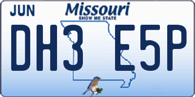 MO license plate DH3E5P