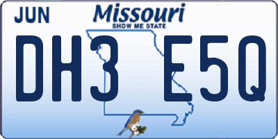MO license plate DH3E5Q