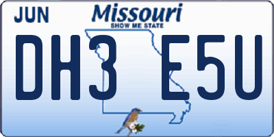 MO license plate DH3E5U