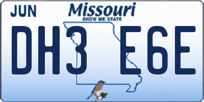 MO license plate DH3E6E