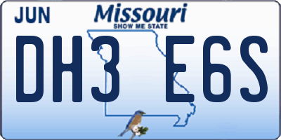 MO license plate DH3E6S