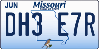MO license plate DH3E7R