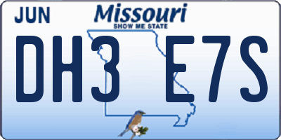 MO license plate DH3E7S