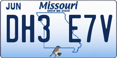 MO license plate DH3E7V
