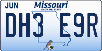 MO license plate DH3E9R