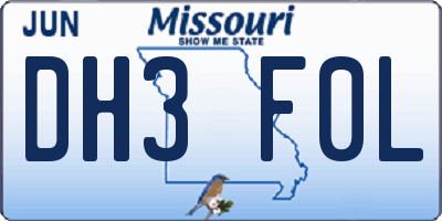 MO license plate DH3F0L