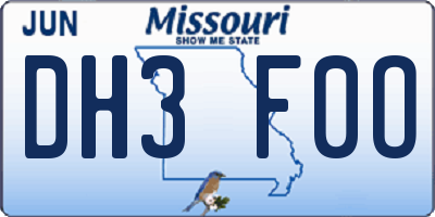 MO license plate DH3F0O