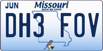 MO license plate DH3F0V