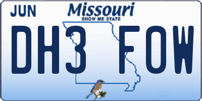 MO license plate DH3F0W