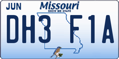 MO license plate DH3F1A
