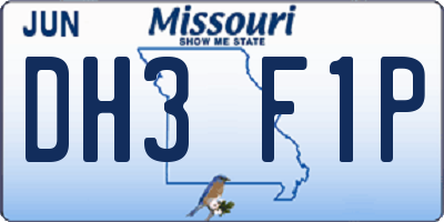 MO license plate DH3F1P
