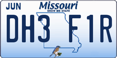 MO license plate DH3F1R