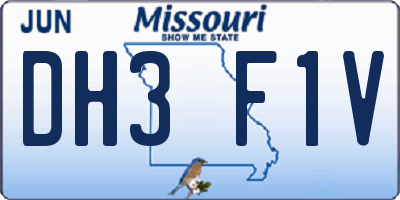 MO license plate DH3F1V