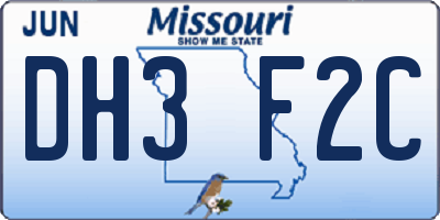 MO license plate DH3F2C
