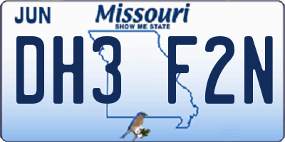 MO license plate DH3F2N