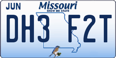 MO license plate DH3F2T
