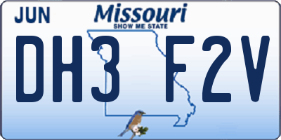 MO license plate DH3F2V