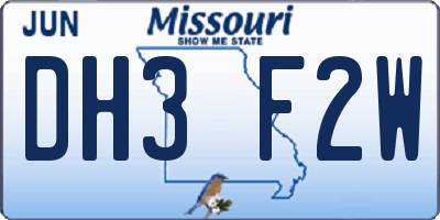 MO license plate DH3F2W