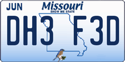 MO license plate DH3F3D