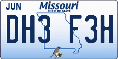 MO license plate DH3F3H