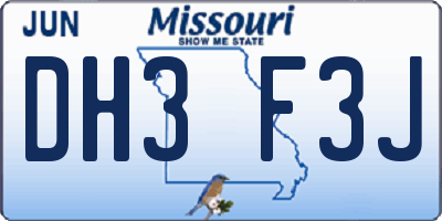 MO license plate DH3F3J