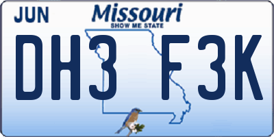 MO license plate DH3F3K